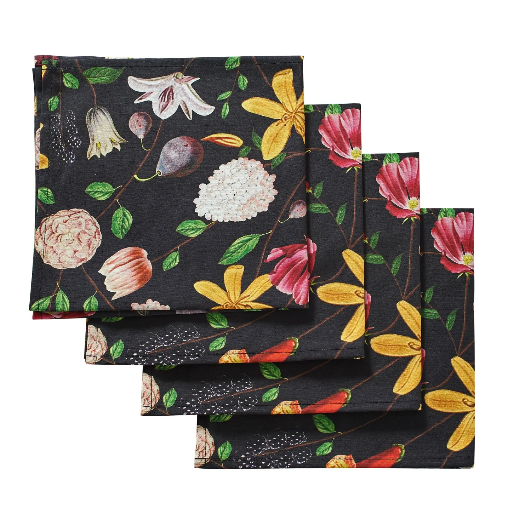 Chefanie Black Flat Flower Napkins (4) Online