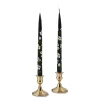 Chefanie Black Floral Painted Tapers (2) Hot