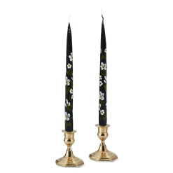 Chefanie Black Floral Painted Tapers (2) Hot
