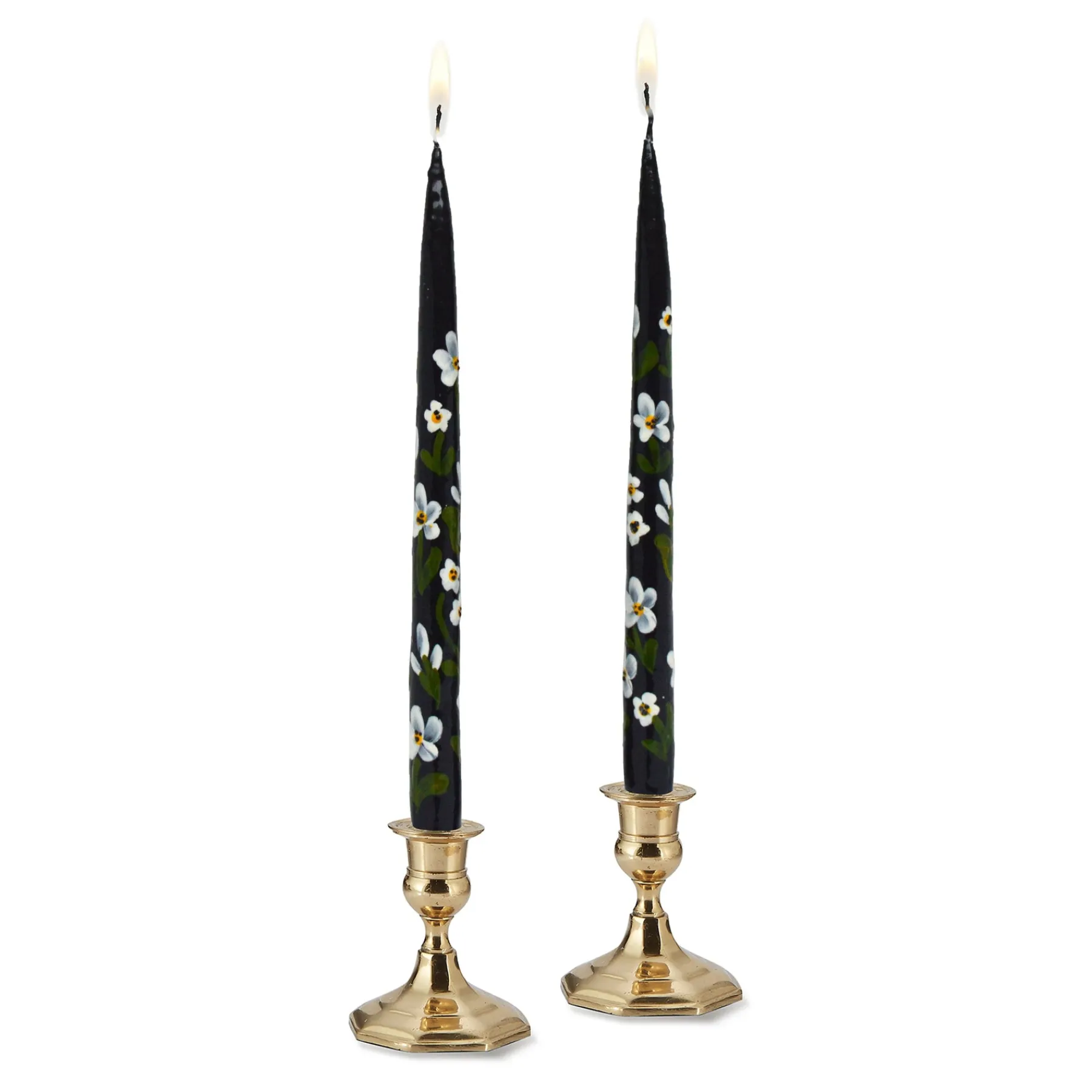 Chefanie Black Floral Painted Tapers (2) Hot