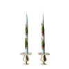 Chefanie Blue Painted Tulip Tapers (2) Clearance