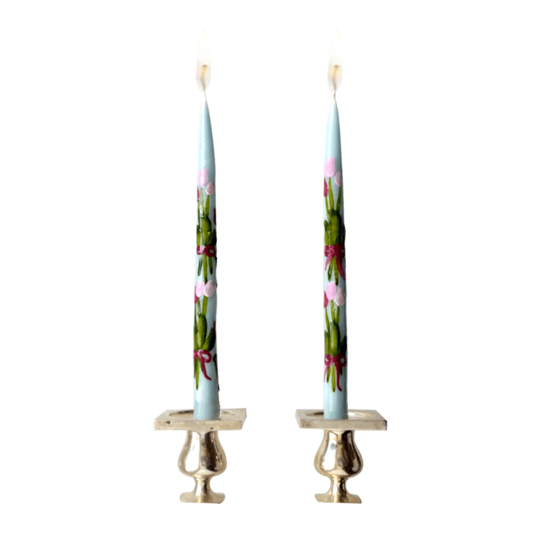 Chefanie Blue Painted Tulip Tapers (2) Clearance