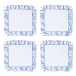 Chefanie Blue & White Fringe Cocktail Napkins (4) Clearance