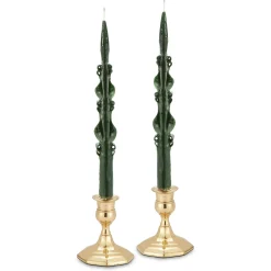 Chefanie Forest Green Baroque Tapers (2) New