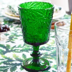 Chefanie Green Embossed Stem Glasses (4) Outlet