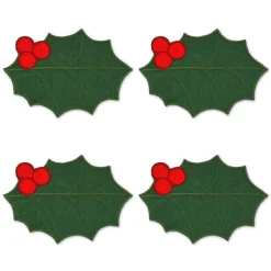 Chefanie Green Holly Leaf Cocktail Napkins (4) Sale
