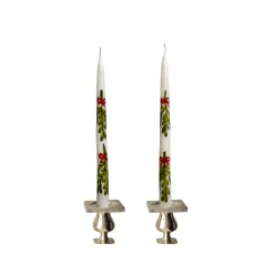 Chefanie Painted Mistletoe Tapers (2) Discount