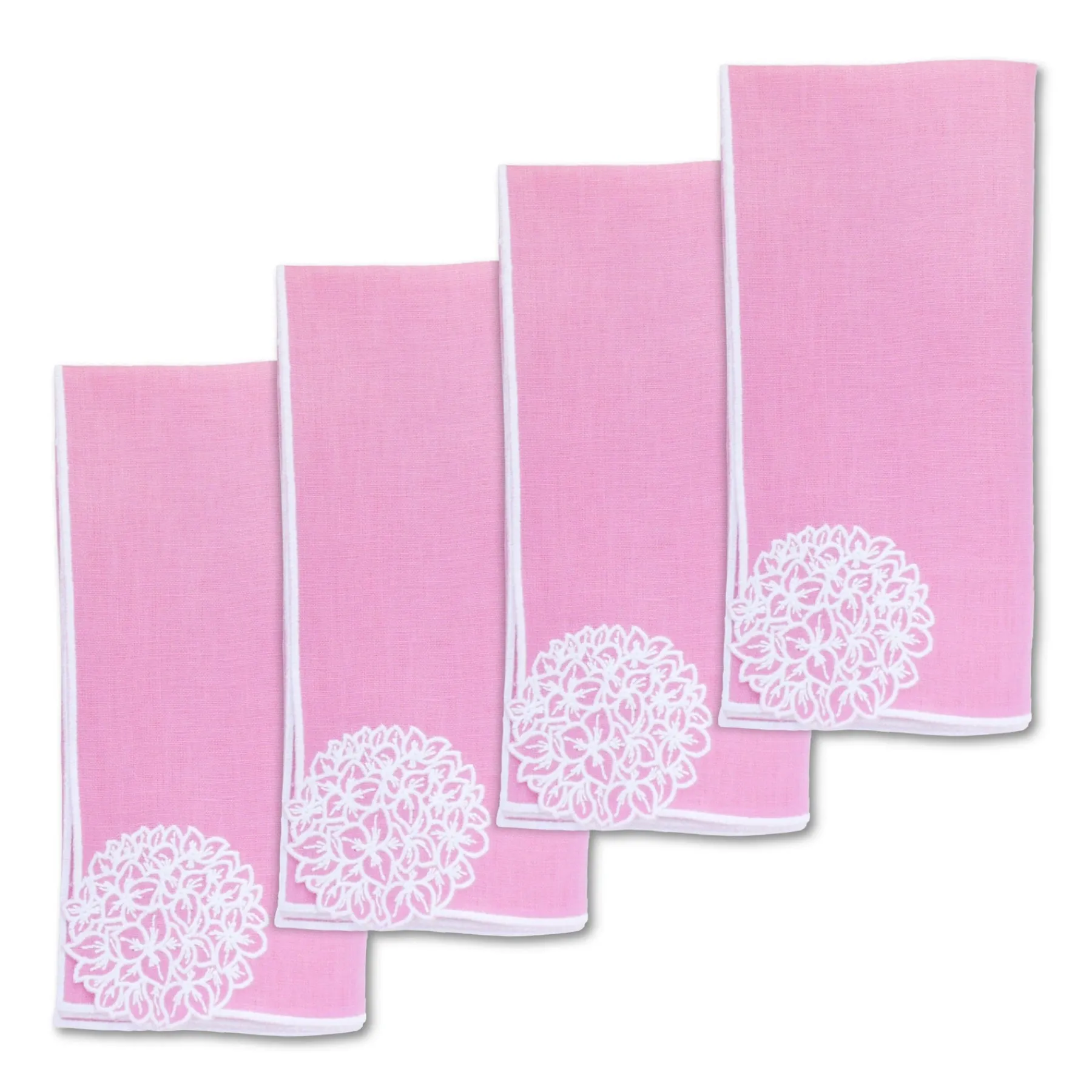 Chefanie Pink Hydrangea Linen Dinner Napkins (4) Online