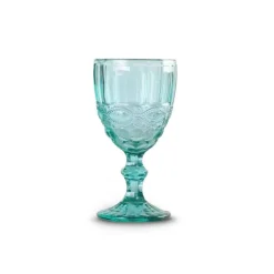 Chefanie Teal Embossed Stem Glasses (4) Best