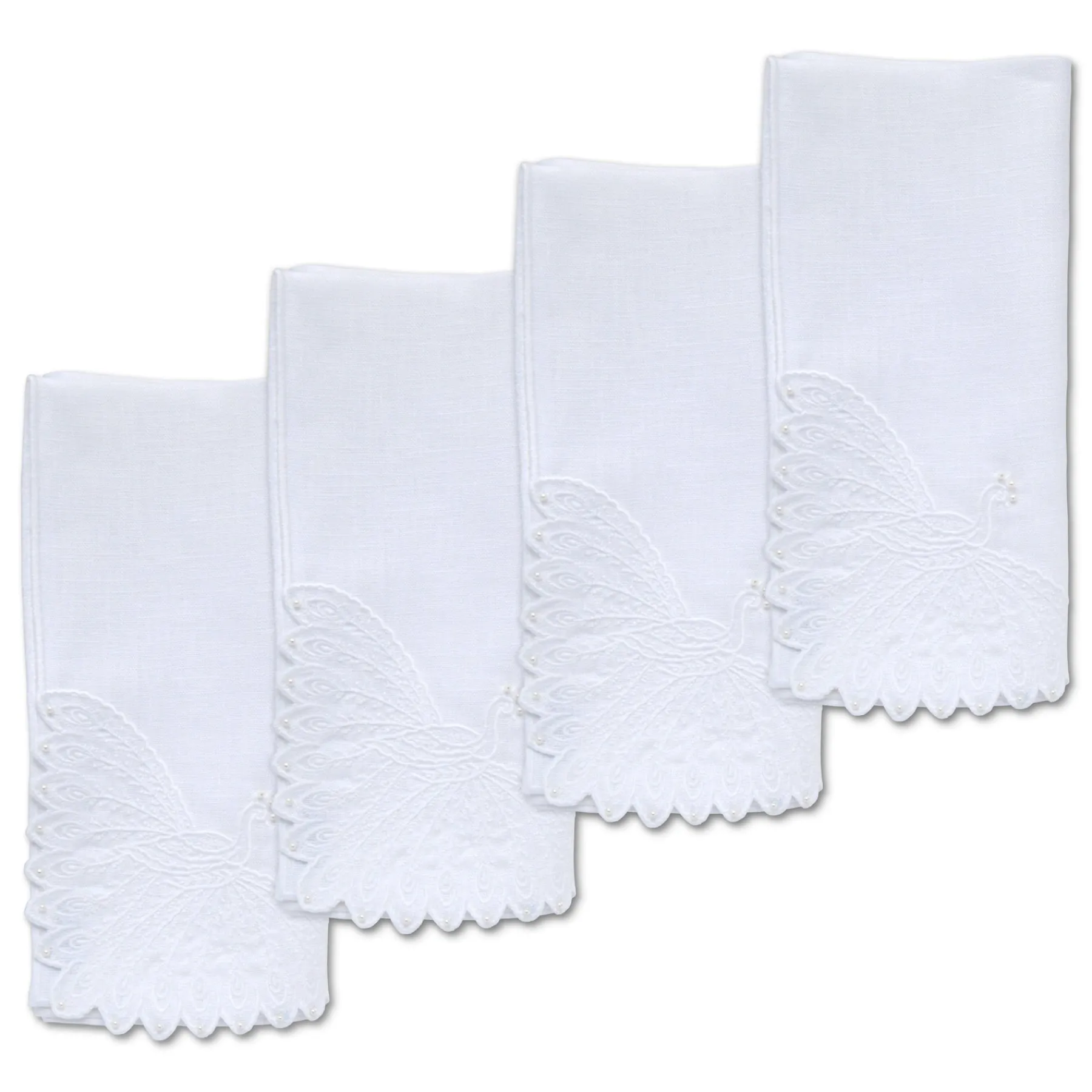 Chefanie White Peacock Dinner Napkins (4) Online